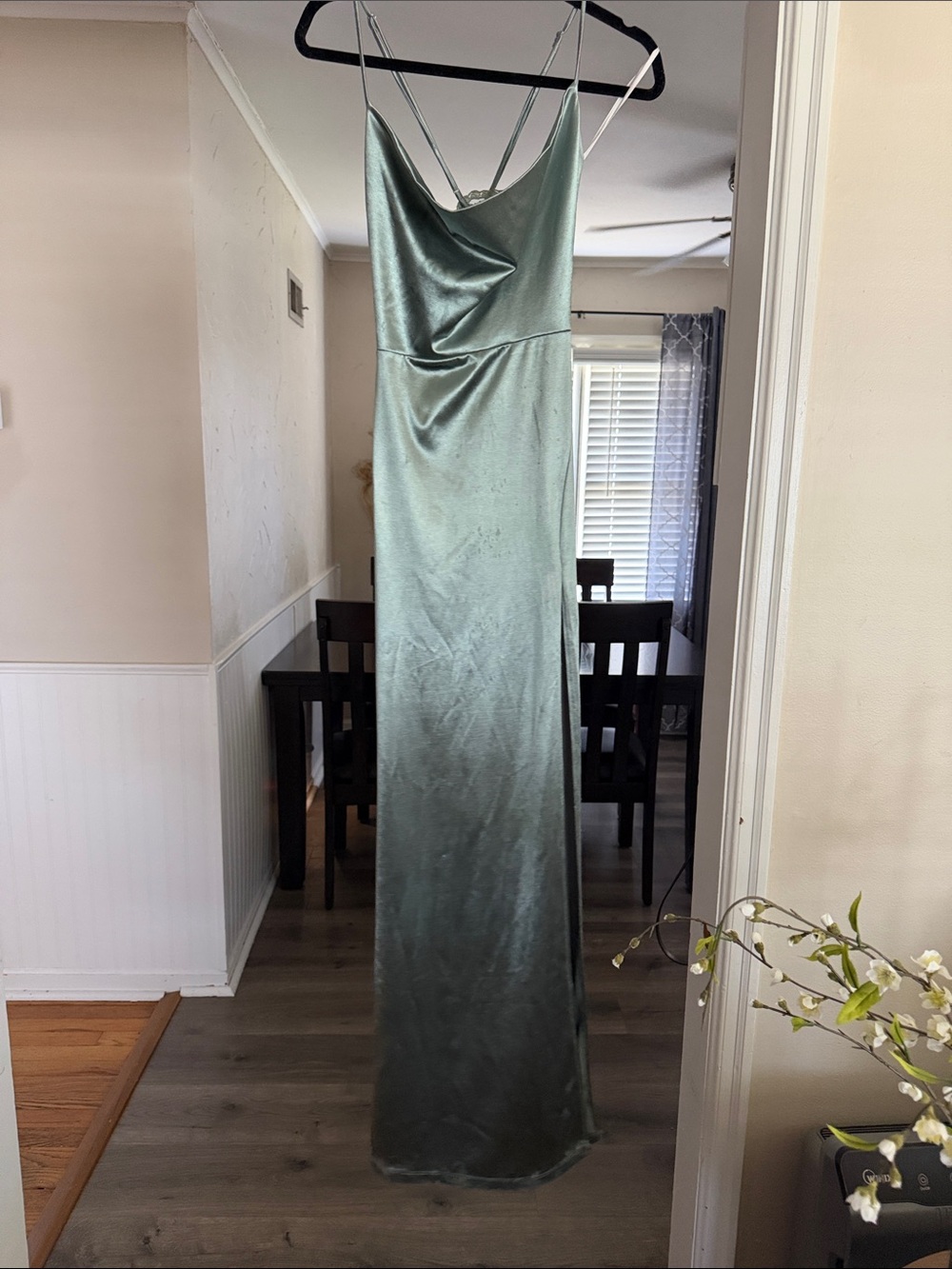 Windsor Satin Slip Maxi Dress in Sage